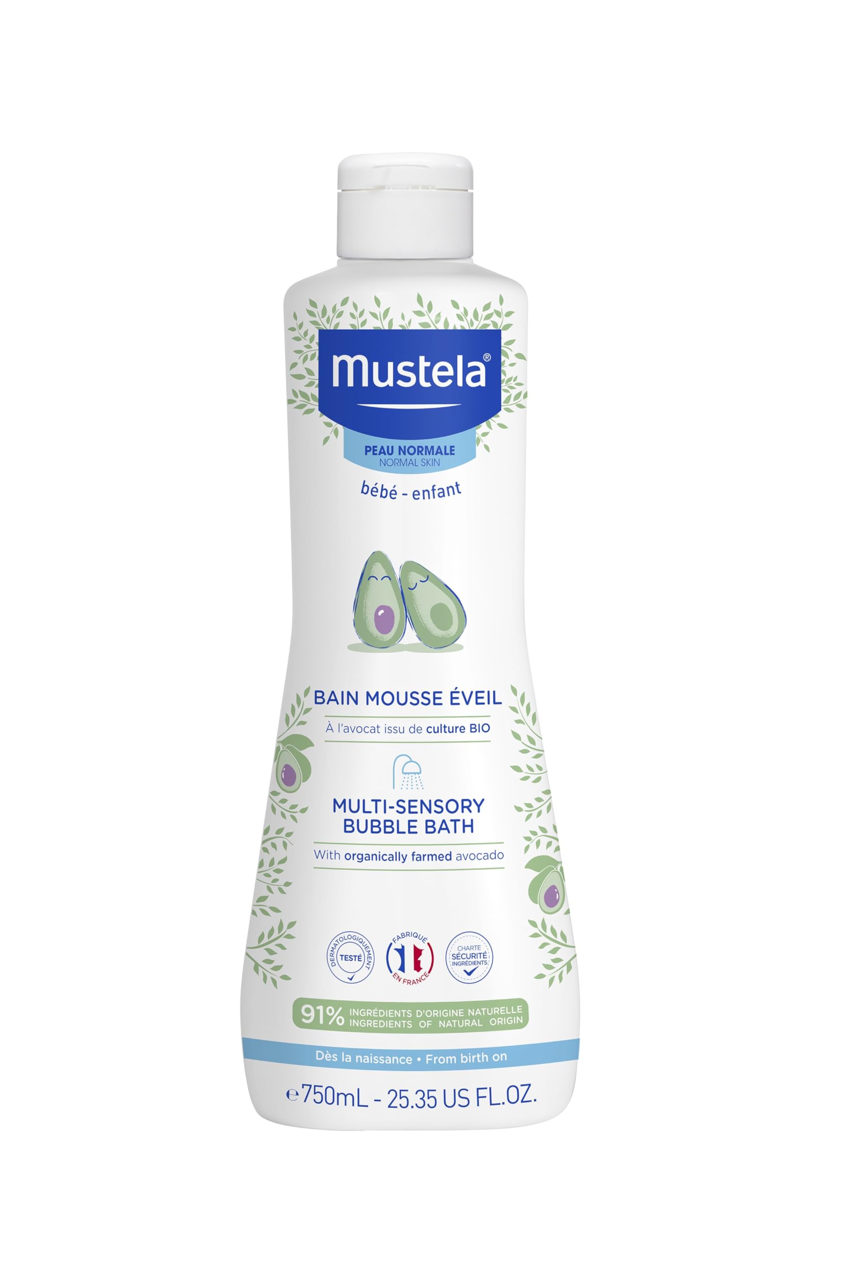 Mustela Multi Sensory Bubble Bath - Gel de Baño para bebés, 750 ml