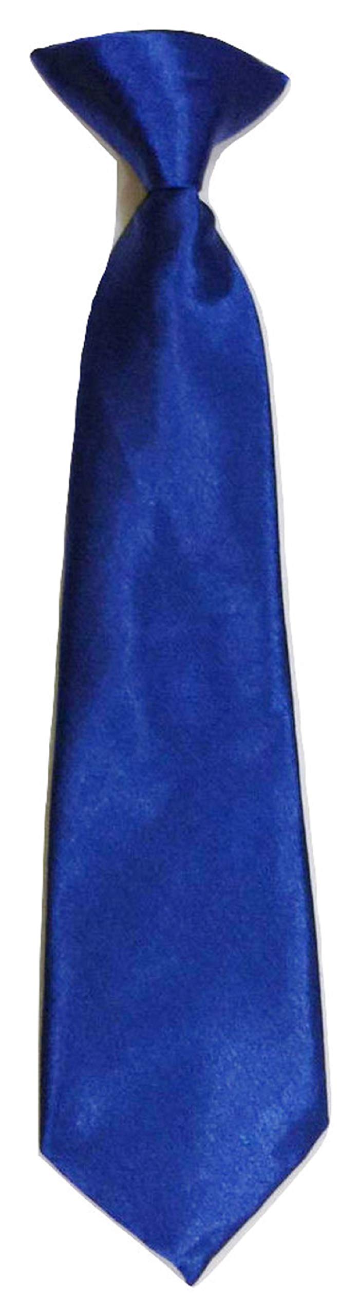 L&L Satin Clip On Tie for Boys Children School Kids Wedding Prom Uniform (Royal Blue)