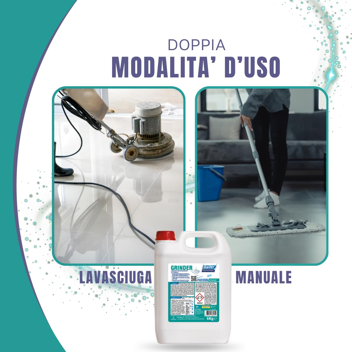 Grinder Sgrassante Superconcentrato per Pavimenti, Tanica 6 kg, elimina lo sporco da ogni superficie lavabile e da pavimenti microporosi