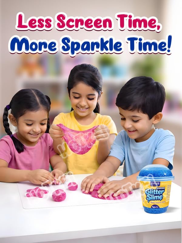 Image of HOTKEI Blue Glitter Slime for Kids 3 to 10 Years Super Stretchy, Soft & Smooth Premium Shiny Slime Non-Toxic Sparkle Fun Slimy Toy Birthday & Return Gift for Kids Boys and Girls