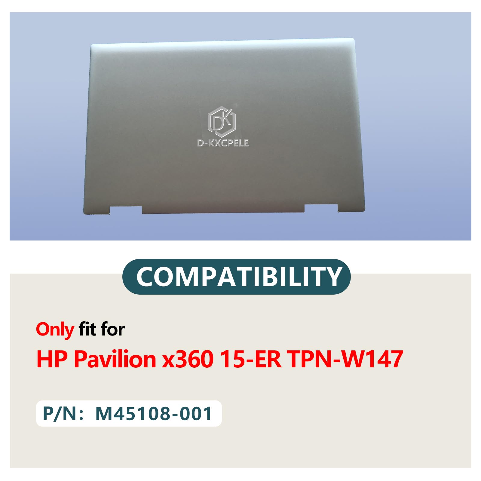 D-KXCPELE Replacement LCD Back Cover for HP Pavilion X360 15-ER Series Laptop Rear Top Lid with Antenna M45108-001