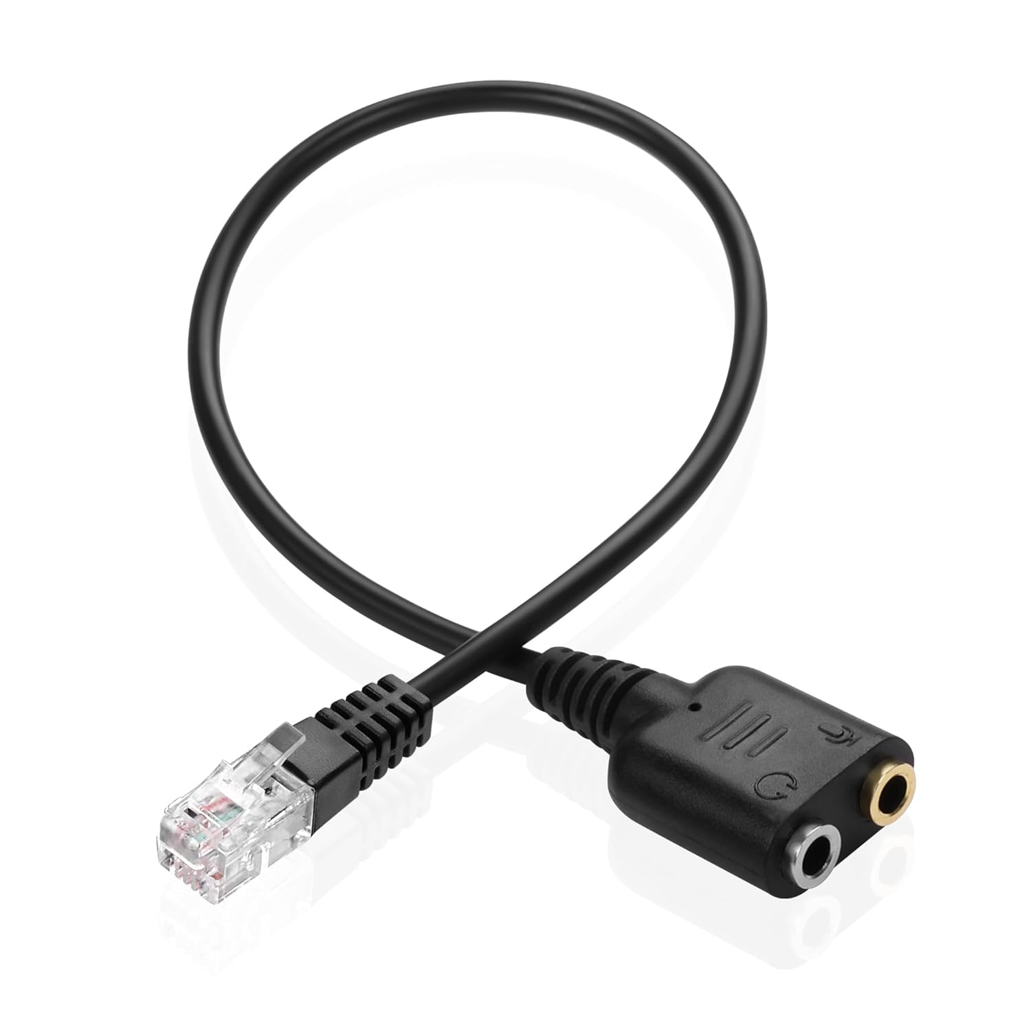 XMSJSIY RJ9 to 3.5mm Headsets Adapter Telephone Phones MIC Audio Splitter Adapter Cable RJ9 4P4C Male to 3.5mm Jack Headphone Microphone Audio Cable – 27CM/10inch