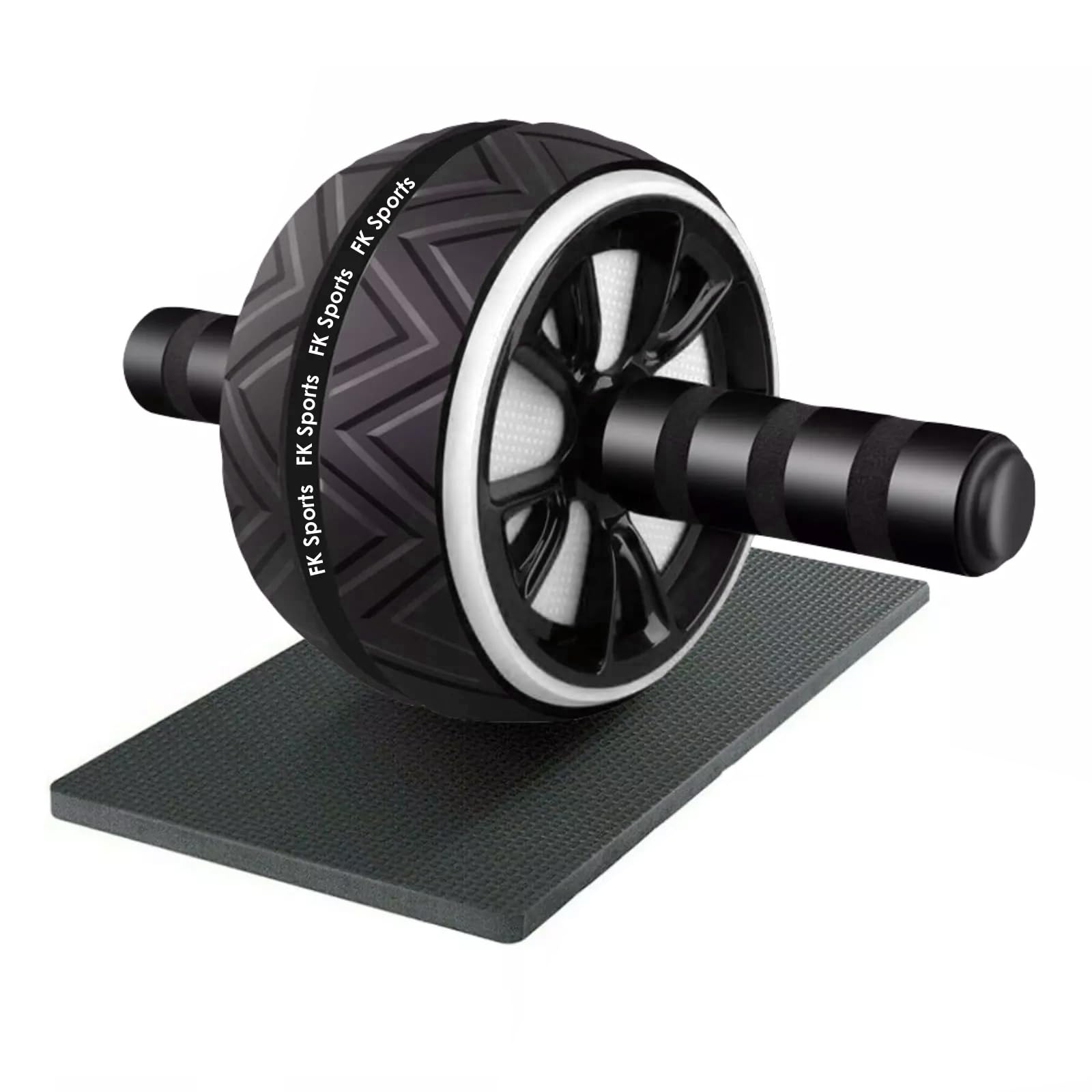 FK Sports Ab Roller With Large Knee Mat - Ab Roller Exercise Wheel for Abdominal & Core Strength - Ab Wheel for Home & Gym Fitness - Abs Roller Wheel for 360° Workout - Gym Equipment