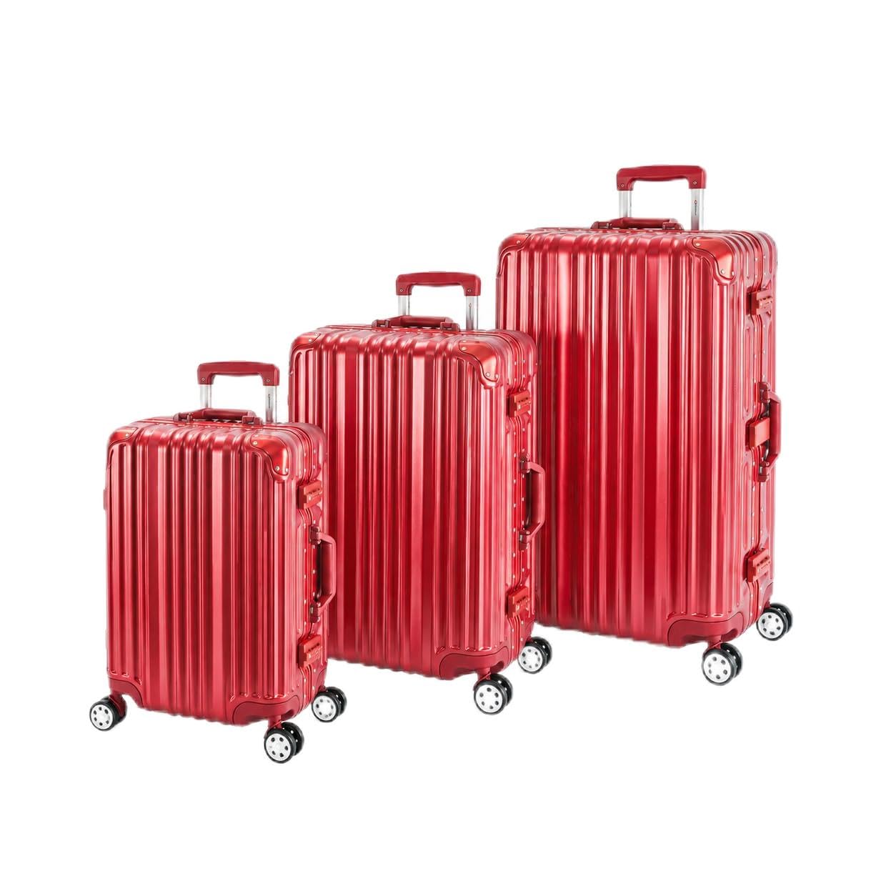 Travelhouse London T1169 walizka podróżna na kółkach, z aluminiową ramą, różne rozmiary i kolory, czerwony, Koffer-Set (S+M+L), zestaw walizek