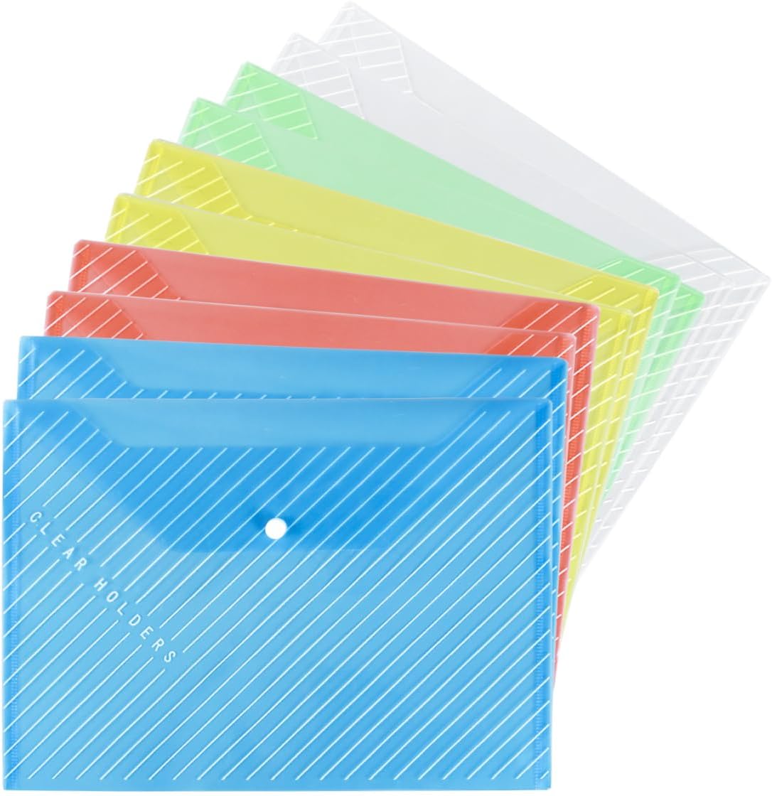 Belegao 10 Pack A4 Plastic Wallets Twill Striped Plastic Folders