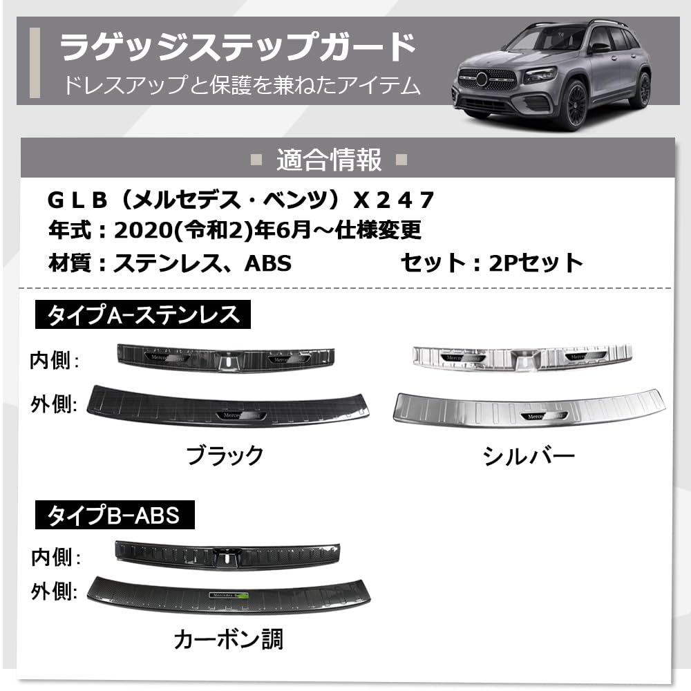 Amazon | ラゲッジ スカッフプレート に適用メルセデスベンツGLBクラス 