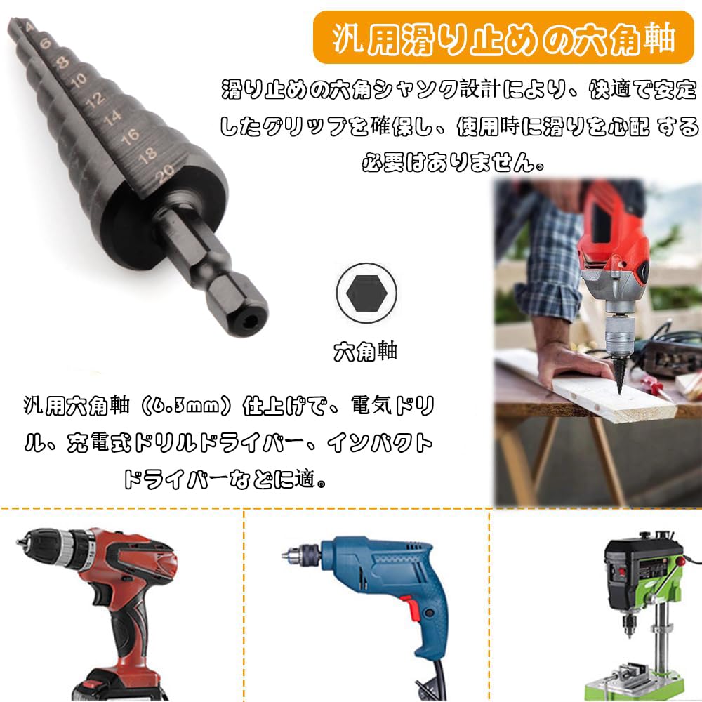 インパクトドライバー用ステップドリル  タケノコ インパクトドライバー用ステップドリル タケノコ