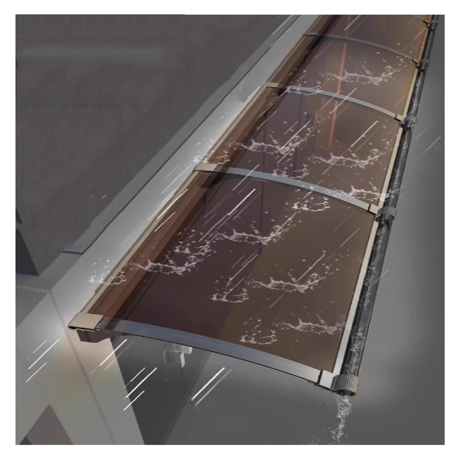 GJZQDKX Polycarbonate Door Canopy for Outdoor Entry Transparent Patio Awning Weatherproof Window Cover Brown (57x280cm/22.4x110in) - Enhance Curb Appeal & Protection