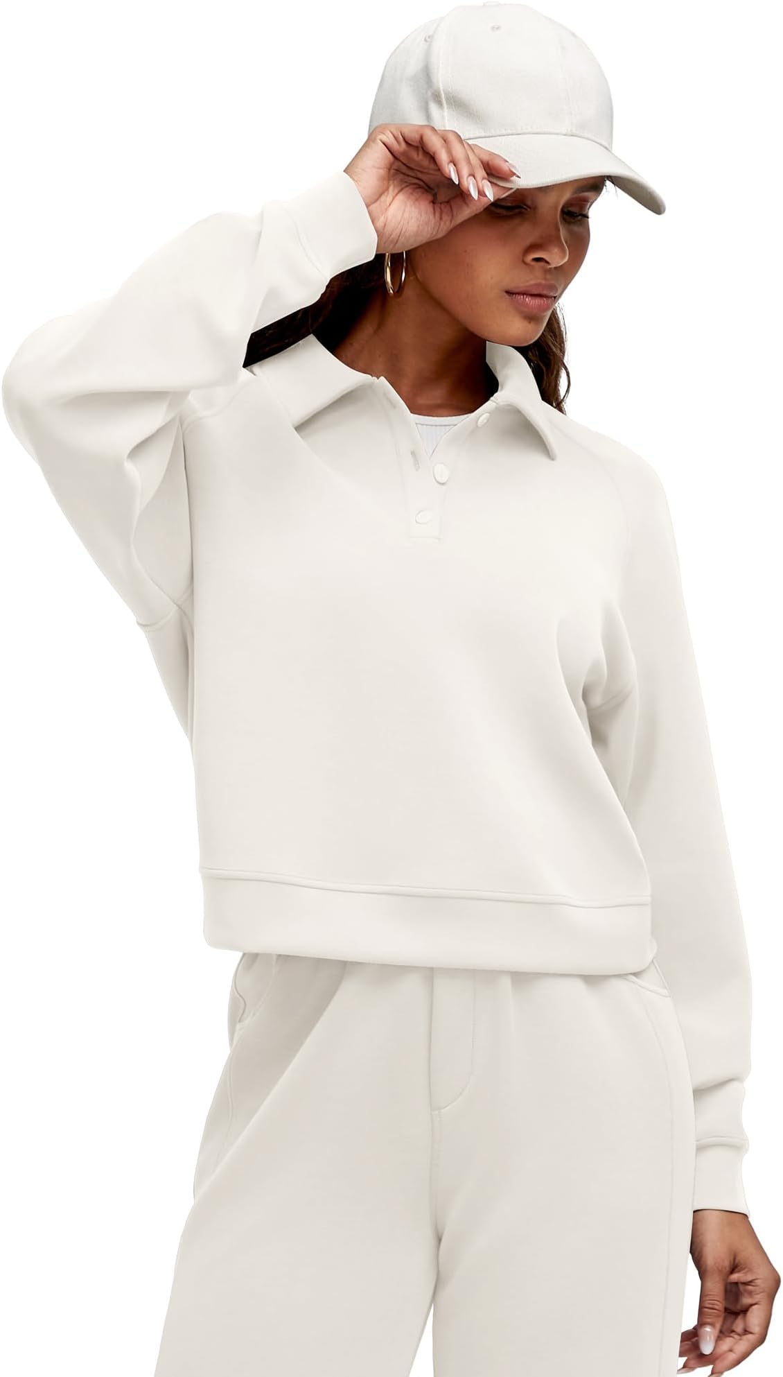 Smoofit Modal Soft Women's Polo Sweatshirts Pullover Long Sleeve Button Up Casual Tops