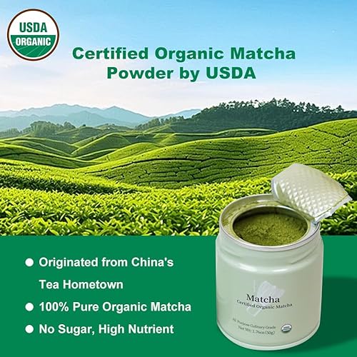 Miniatura 6 de MatchAdmire Polvo matcha de té verde orgánico certificado por USDA de primera cosecha, sabor rico, 100% vegano sin rellenos, sin radiación (1.76 oz