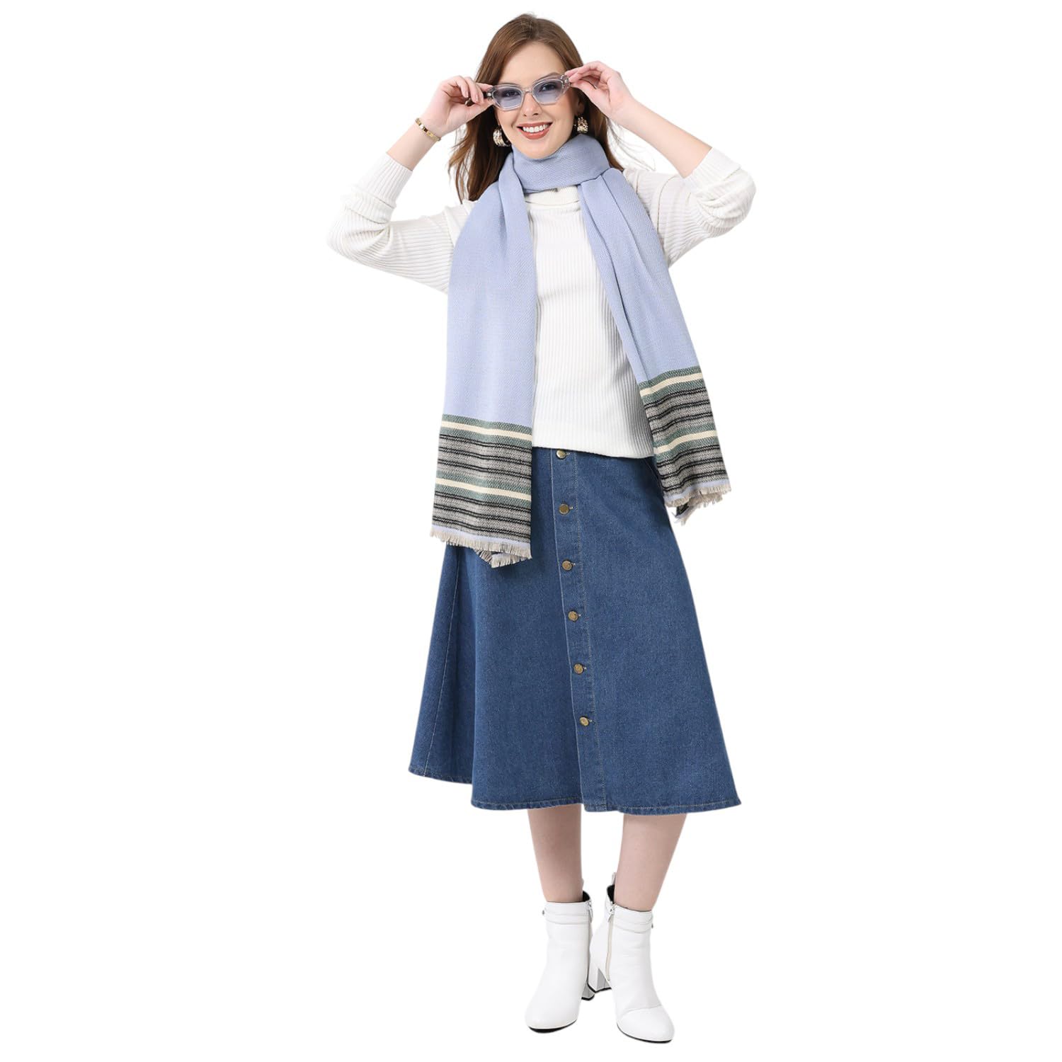 monte carlo Women’s Winter Stoll | Self Design Pattern | Cozy Warm | Stylish Fashionable Winter Accessory | Elegant Soft Wrap For Women (Pack Of 1)-picture-36