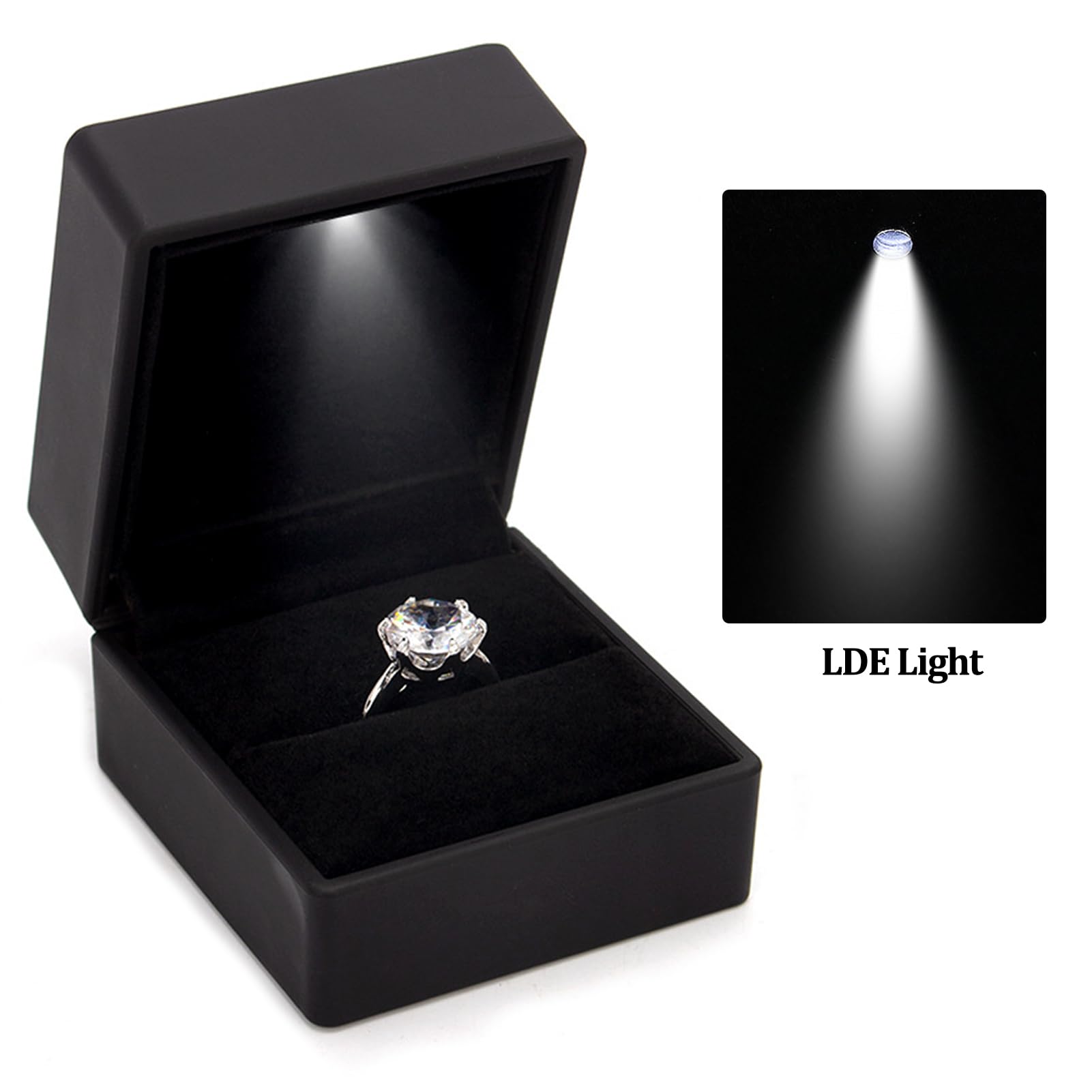 Caja de anillos,Light Ring Box,Jewelry Box,Caja de regalo de joyería,caja de almacenamiento,para Boda, propuesta,Compromiso,Aniversario(Negro)
