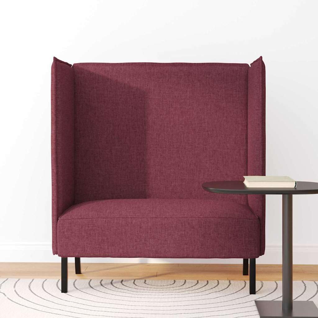 Hochlehns Sofa 2-Sitzer, Weinrot Akustiksofa mit Hoher Rückenlehne, Kompaktes Lounge Sofa für Büro, Lobby & Co-Working, Stoffbezug, 109x56x121cm