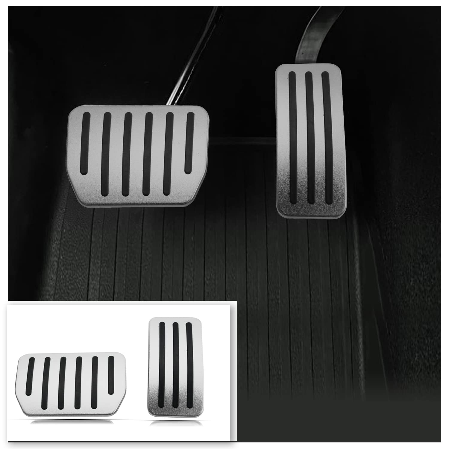 LFOTPP 2PCS Aluminum Alloy Footrest Pedals Cover for 2022 Tesla Model 3 2022 Model Y Anti-Slip Accelerator Brake Foot Pedal (2022 Silver)