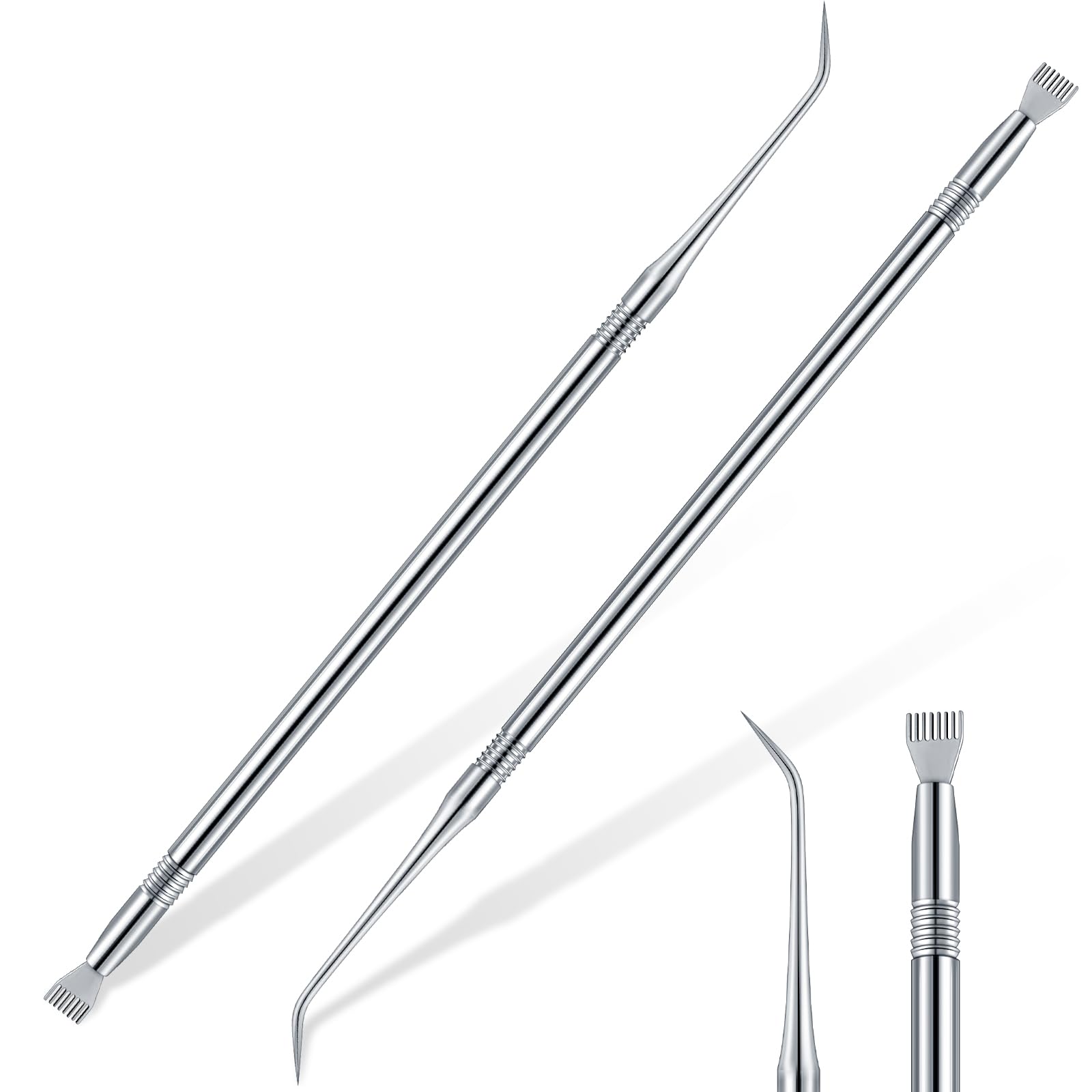 Chumia 2 Pcs Lash Lift Tool, Lash Separator Tint Stainless Steel Metal Lift Rods Beauty Tool with Comb for Eyelash Eyebrow Perming Tinting Curling Extensions Supplies(Silver)