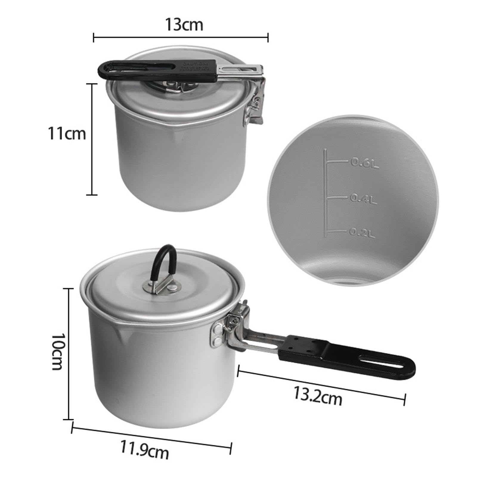 QSTDGVPW Camping Pot Cooking Pot with Storage Bag, Ultralight Cookware with Folding Handle and Lid for Outdoor Activities Traveling