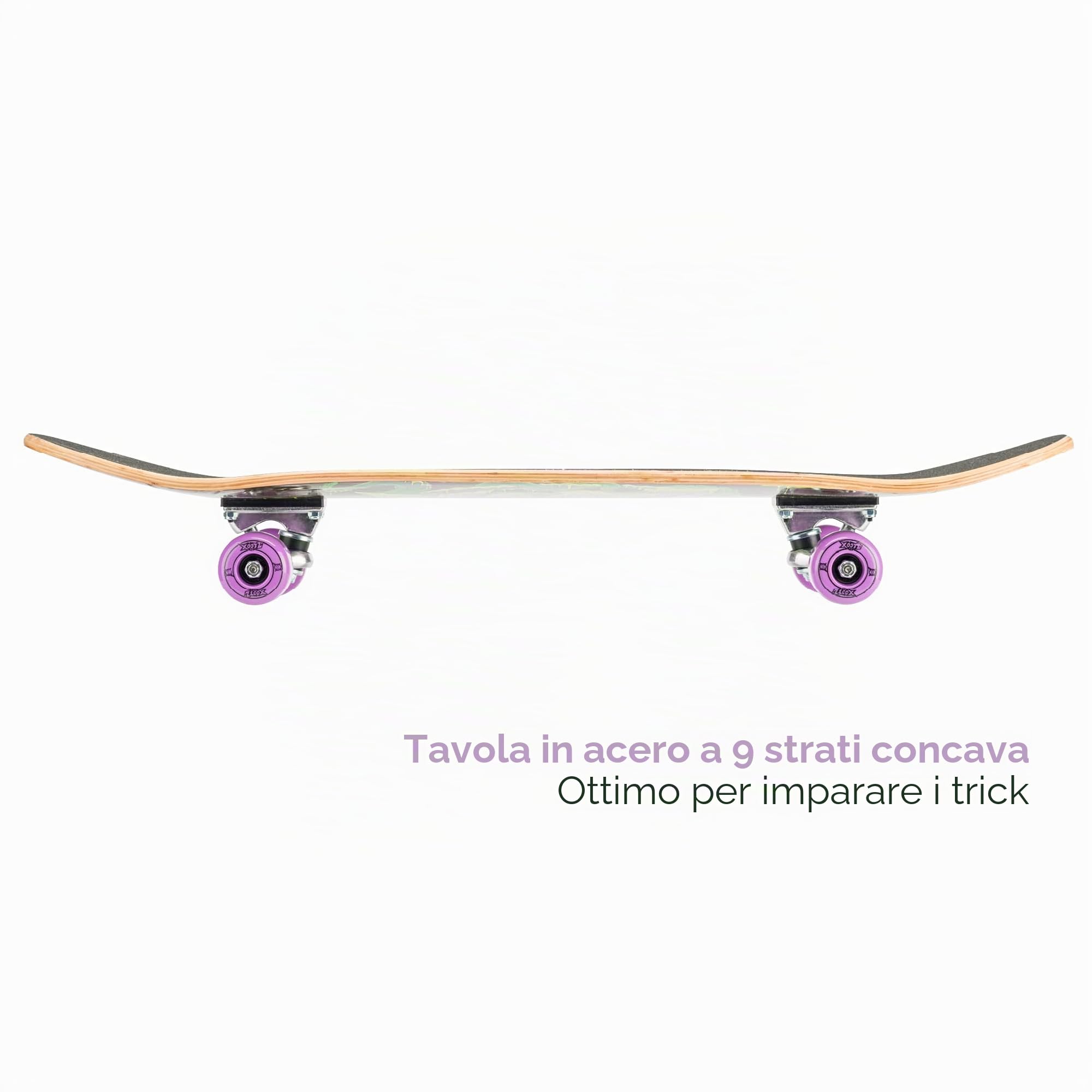 Xootz 31” x 8” Complete Skateboard for Beginners, 9 Ply Maple Deck, Double Kick Standard Board, for Boys and Girls, Multiple Colours