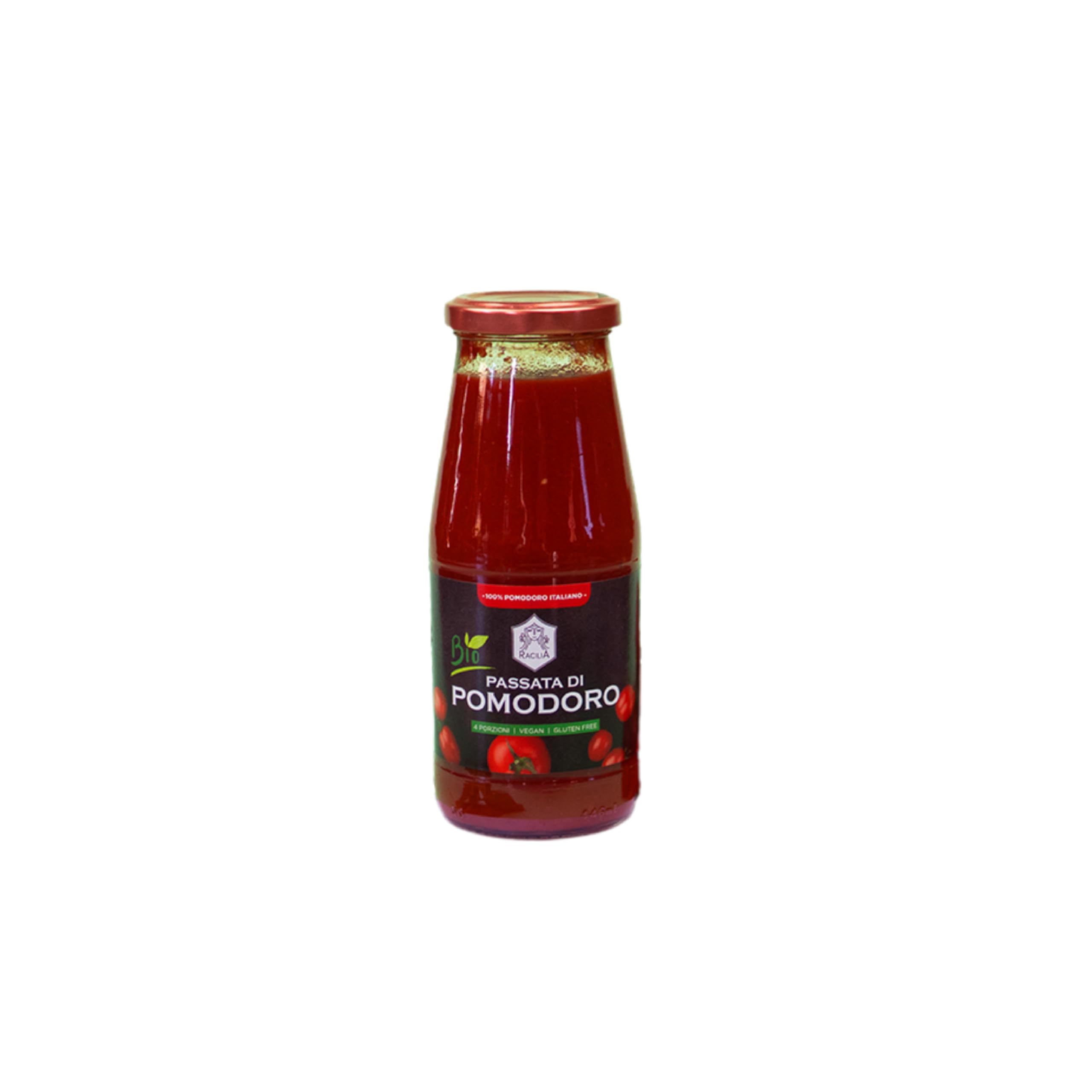 RACILIA Passata de Tomate Ecológica - Mezcla de Tomates Sicilianos Recogidos a Mano - 100% Sicilia - 420g