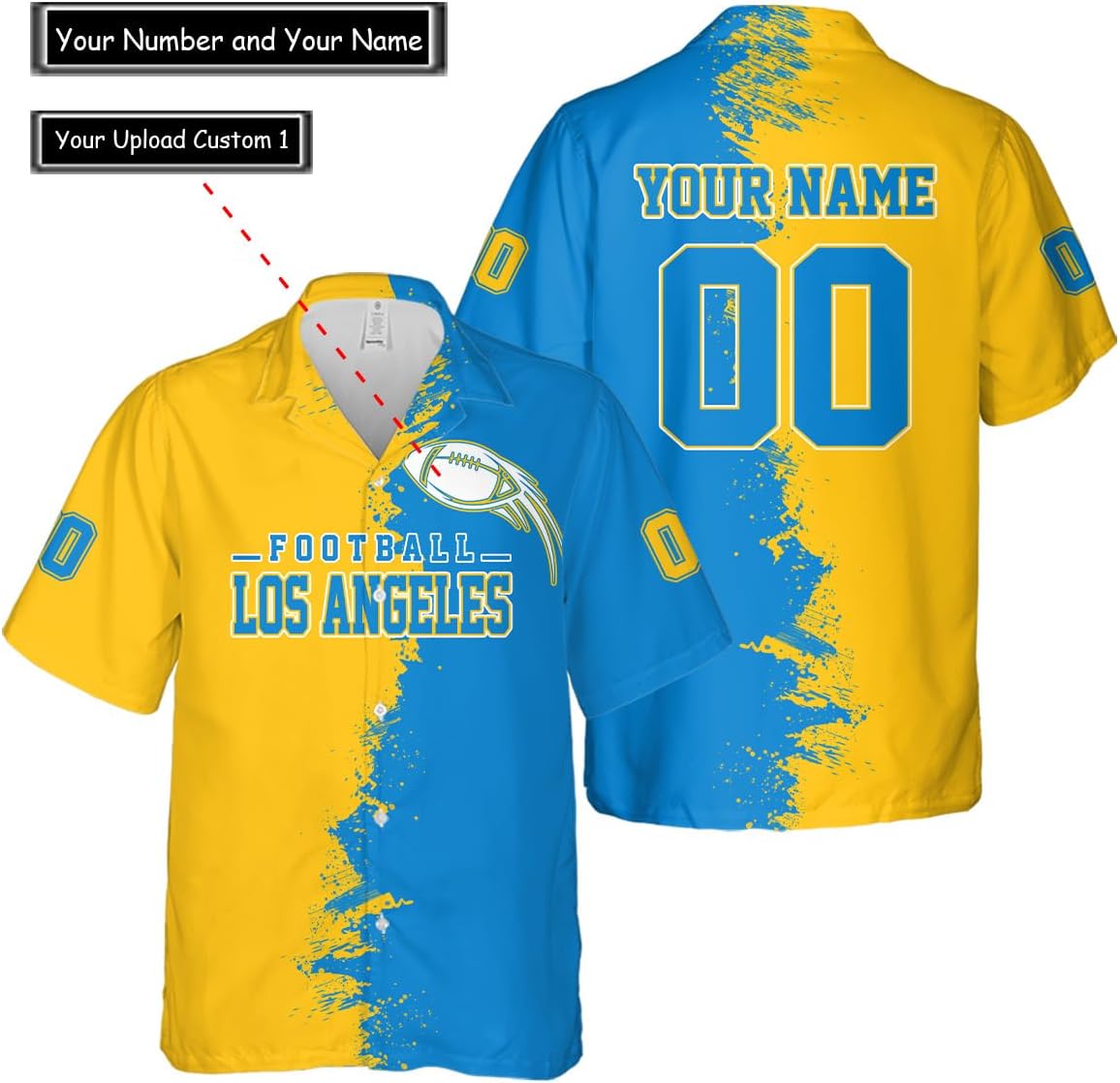 Personalized Los Angeles Football Team Chargers Hawaiian Shirts for Men, Gift for Fan