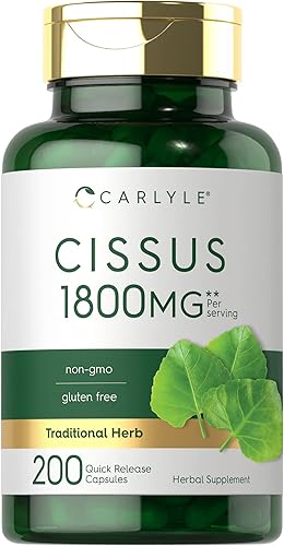 Carlyle Cissus Quadrangularis 1800mg | 200 Cápsulas | Suplemento de extracto de hierbas tradicionales | Fórmula sin OMG y sin gluten