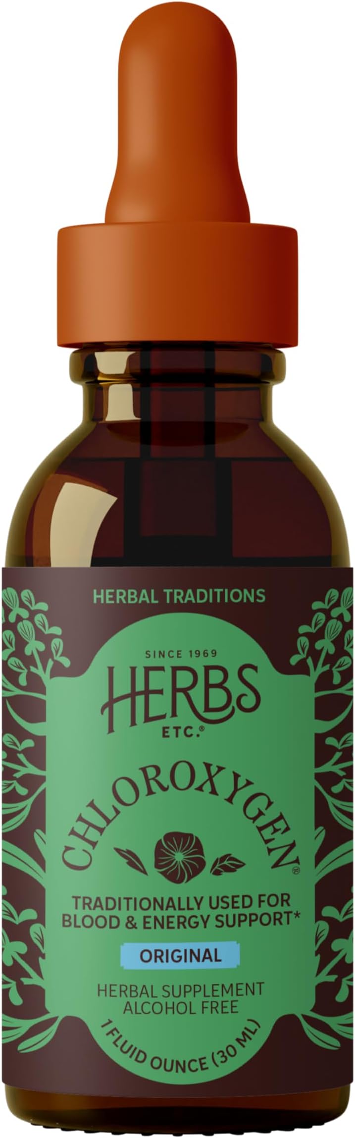 Herbs Etc. ChlorOxygen Chlorophyll Concentrate - Highly-Concentrated Energy Support - Aids Healthy Blood Circulation - Natural Vitality Support - Alcohol-Free - 1 fl oz (About 66 Servings)