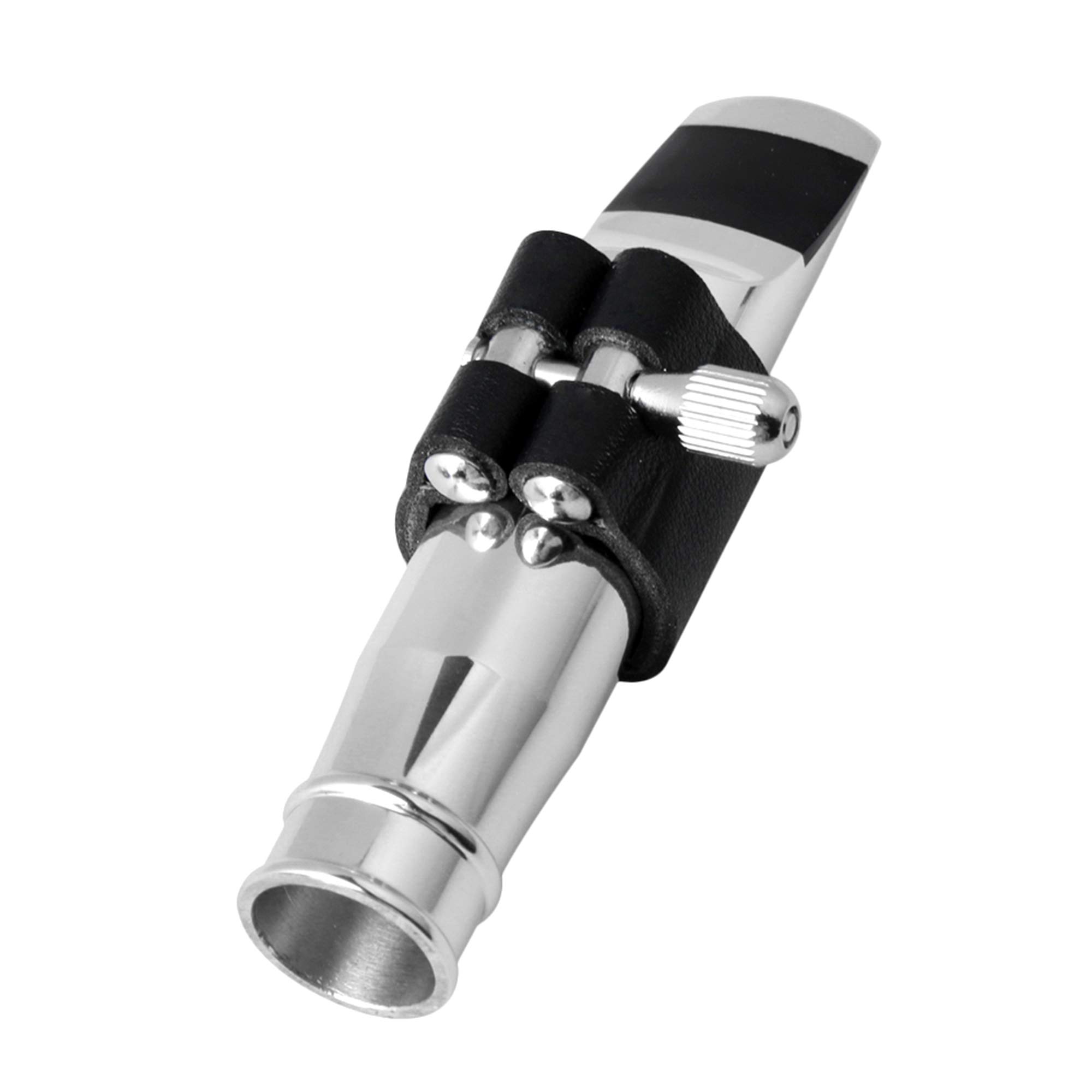 Embout de saxophone ténor 6# avec capuchon de ligature en cuir PU argenté