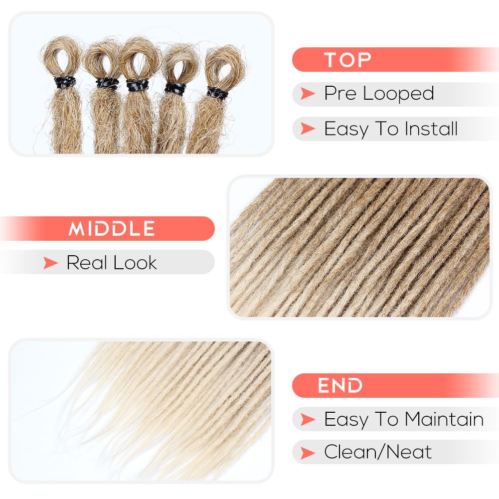 Kraler 24 inch 40 Strands Thick Dreadlock Extensions, SE Brown to Blonde Crochet Dreads Extensions of Synthetic Hair 1cm Width Hip Hop Style Dreadlock for Girls