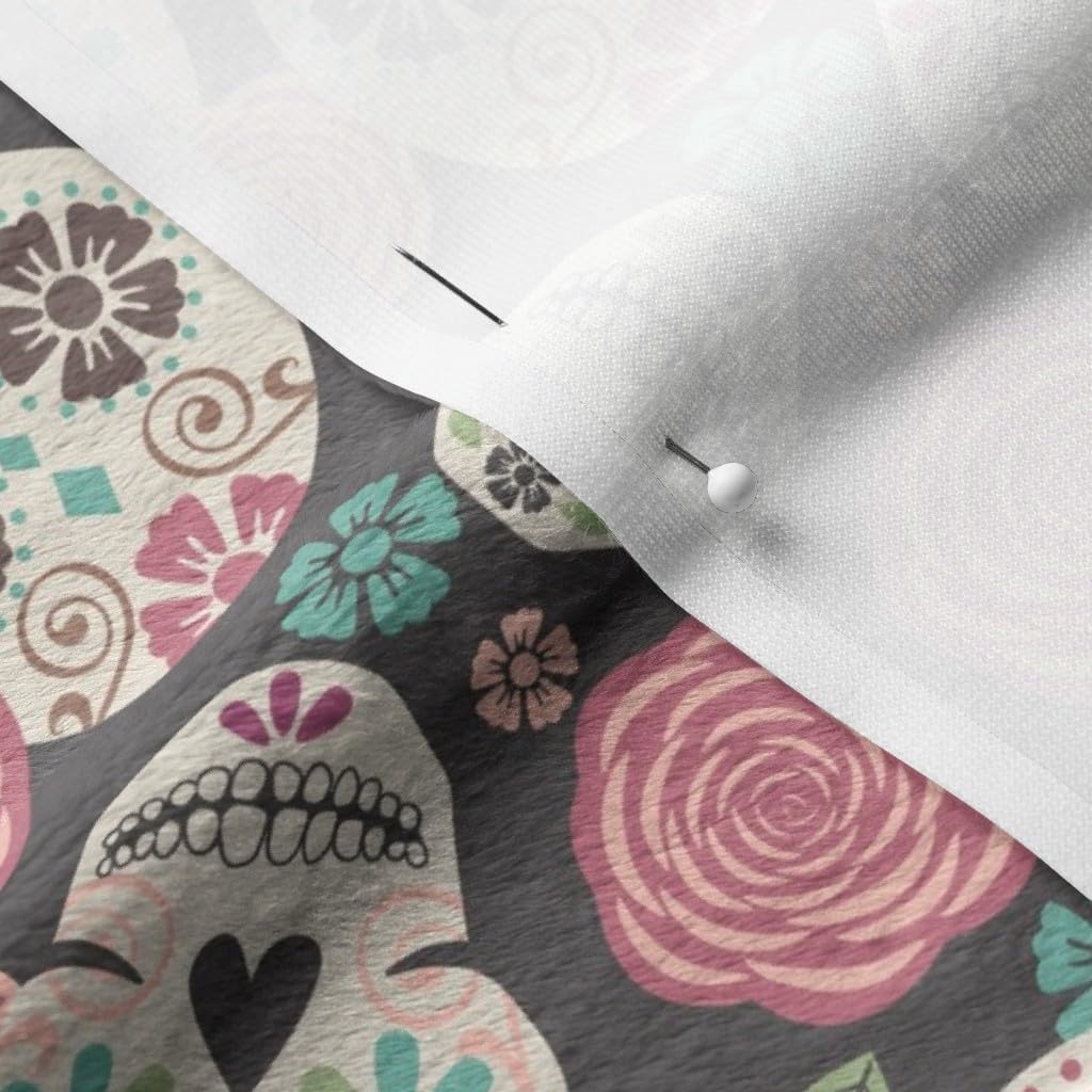 Spoonflower Fabric - Sugar Skulls Color Halloween Girly Floral Pastel Pink Blue Printed on Minky Fabric by The Yard - Sewing Baby Blankets Quilt Backing Plush