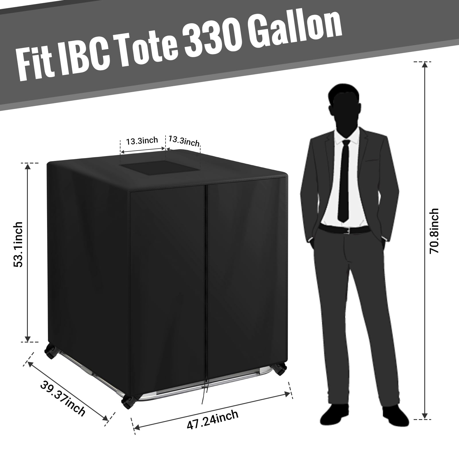 IBC - Cubierta protectora para tanque de agua para cremallera de 275/300 galones 420D, resistente al agua, material de protección solar, cubierta de tanque de agua para jardín al aire libre