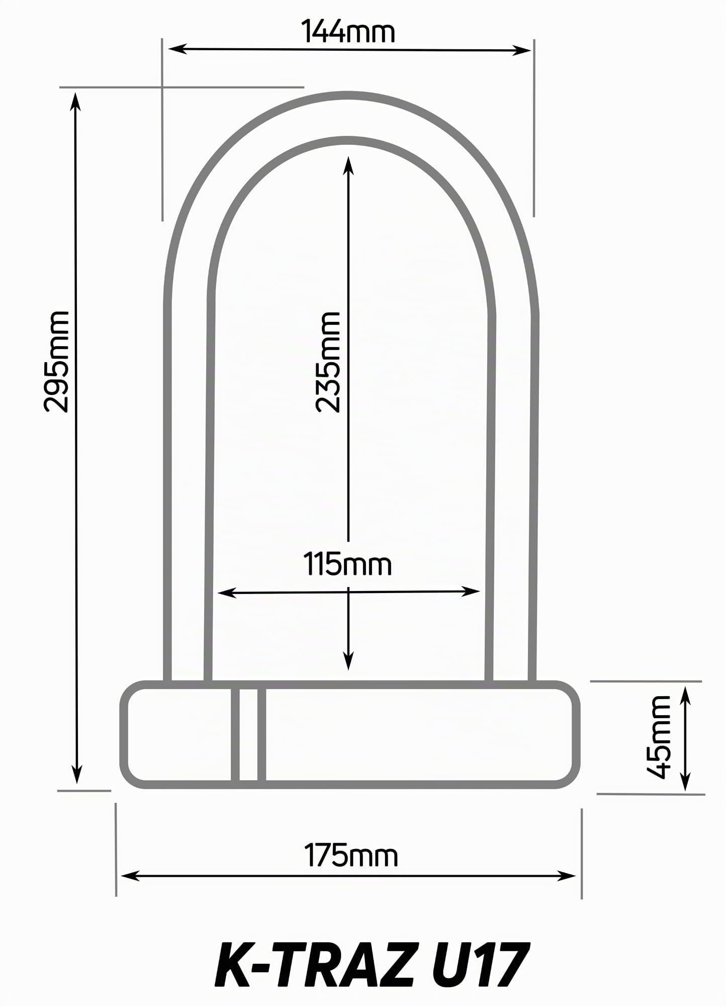 Zéfal K-Traz U17 - Lucchetto in acciaio pesante a forma di U per bicicletta + lucchetto U per bici, biciclette elettriche, mountain bike - Antifurto Bicicletta