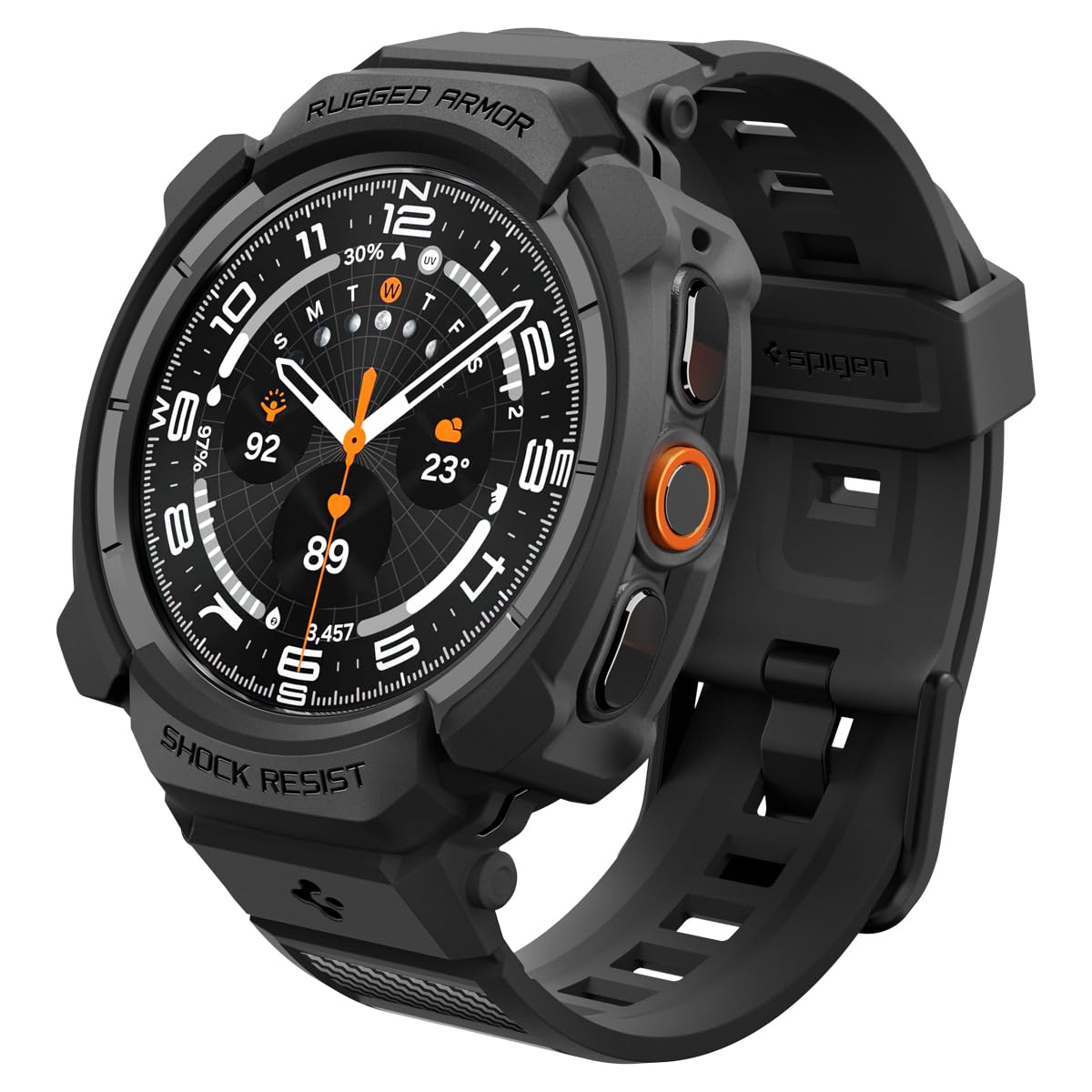 Spigen for Samsung Galaxy Watch Ultra 2 Band with Case (2026) | Rugged Armor Pro Durable Protective Flexible Scratch Resistant Shock Proof TPU Cover Strap - Matte Black