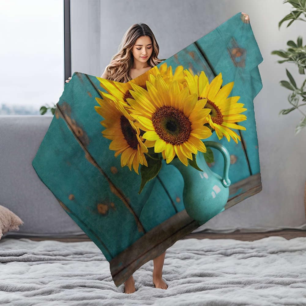 Couverture douce tournesols flanelle 150x200cm pour oublier les soirées froides