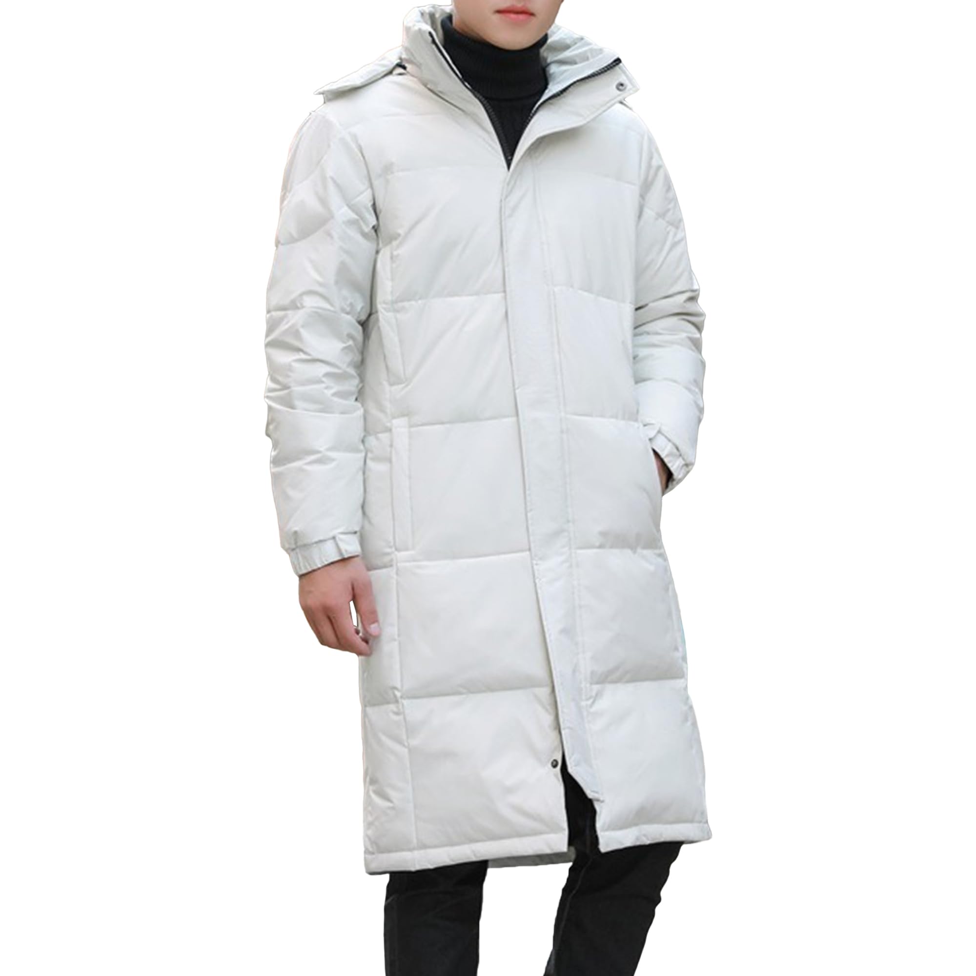 Piumino da uomo lungo con cappuccio più spesso piumino piumino casual caldo piumino parka invernale piumino soprabito