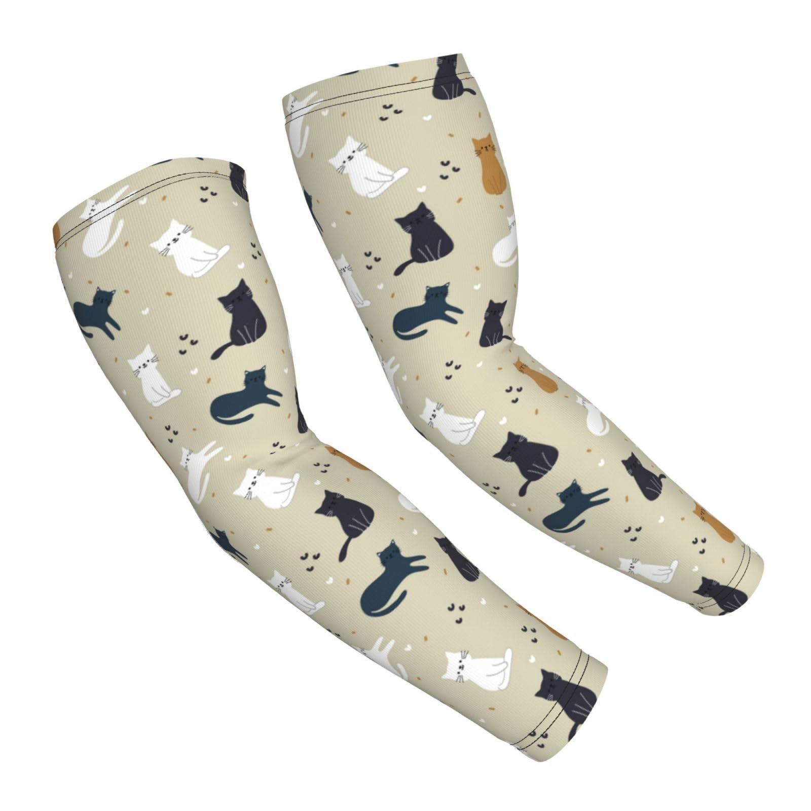 Salelf Cute Cartoon Cats Arm Sleeves Cooling UV Sun Protection Sports Compression Sleeves for Men Women Golf Basketball Arm Sleeves