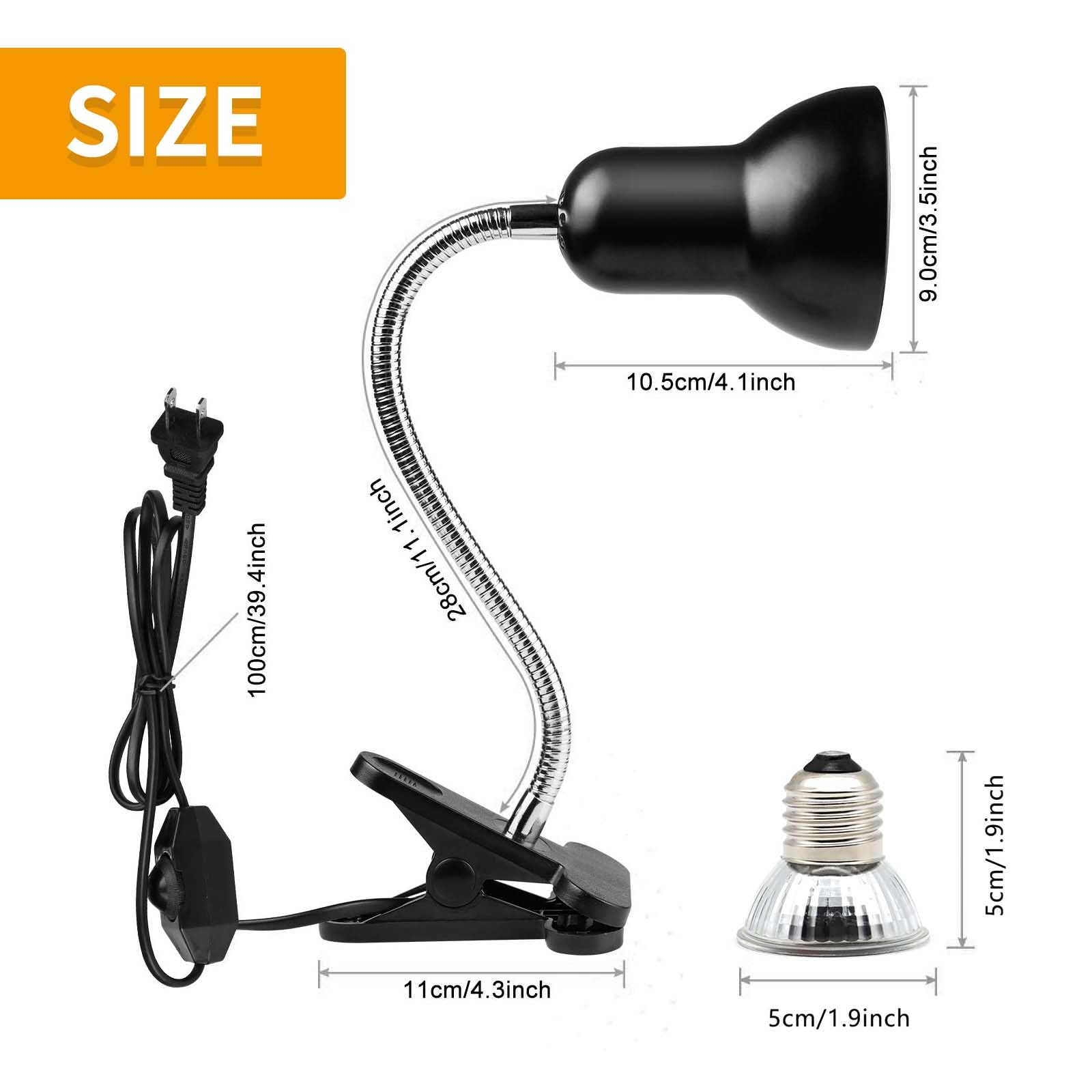 MetalNuts Tortoise-Spotlight-Terrarium Tortoise Heat Lamp, 2 Bulb 25W 50 W UVA UVB Light Lamp - Image 2