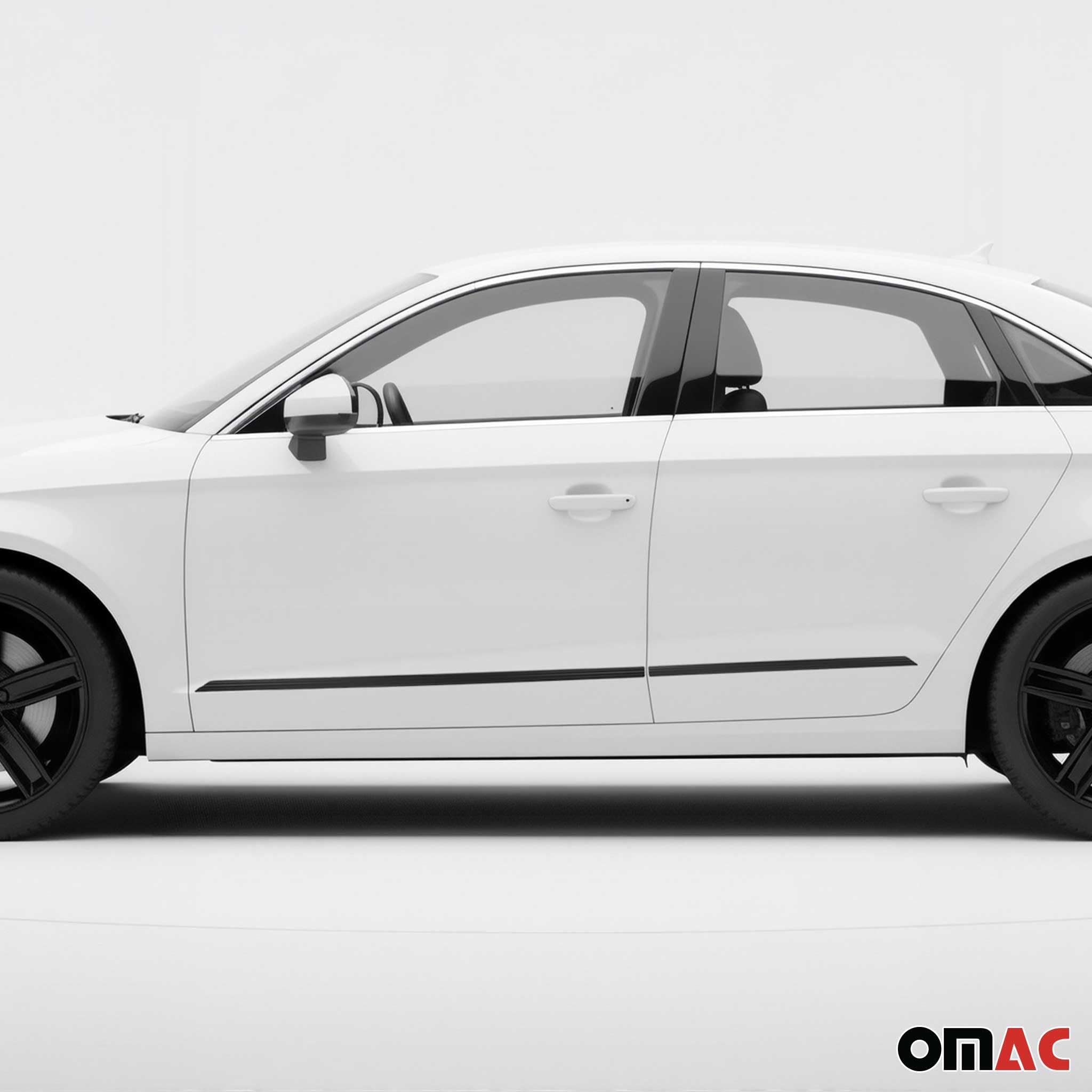 OMAC Lot de 4 baguettes de protection de portières latérales compatibles avec Audi A3 2012-2024 en aluminium noir
