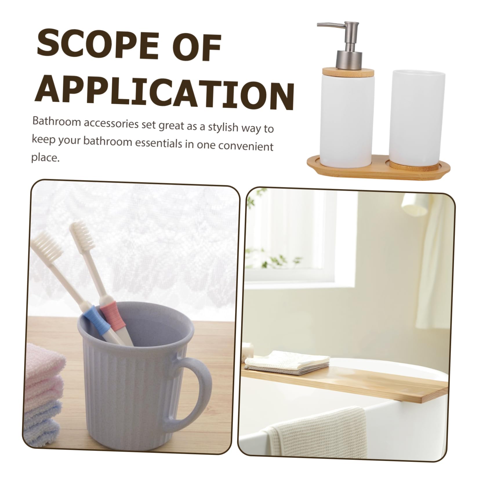 Set de Vaso para Cepillo de Dientes de Baño Cerámica Blanco 1 Juego | Dispensador de Loción, Soporte para Cepillo, Estilo Simple y Clásico, para Lavabo y Encimera