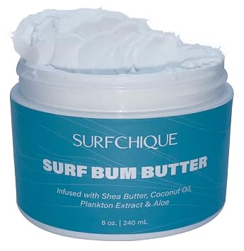 Surf Bum Whipped Moisturizing Body Butter with Light Tropical Scent of Coconut, Vanilla, Mango, Papaya 8 oz