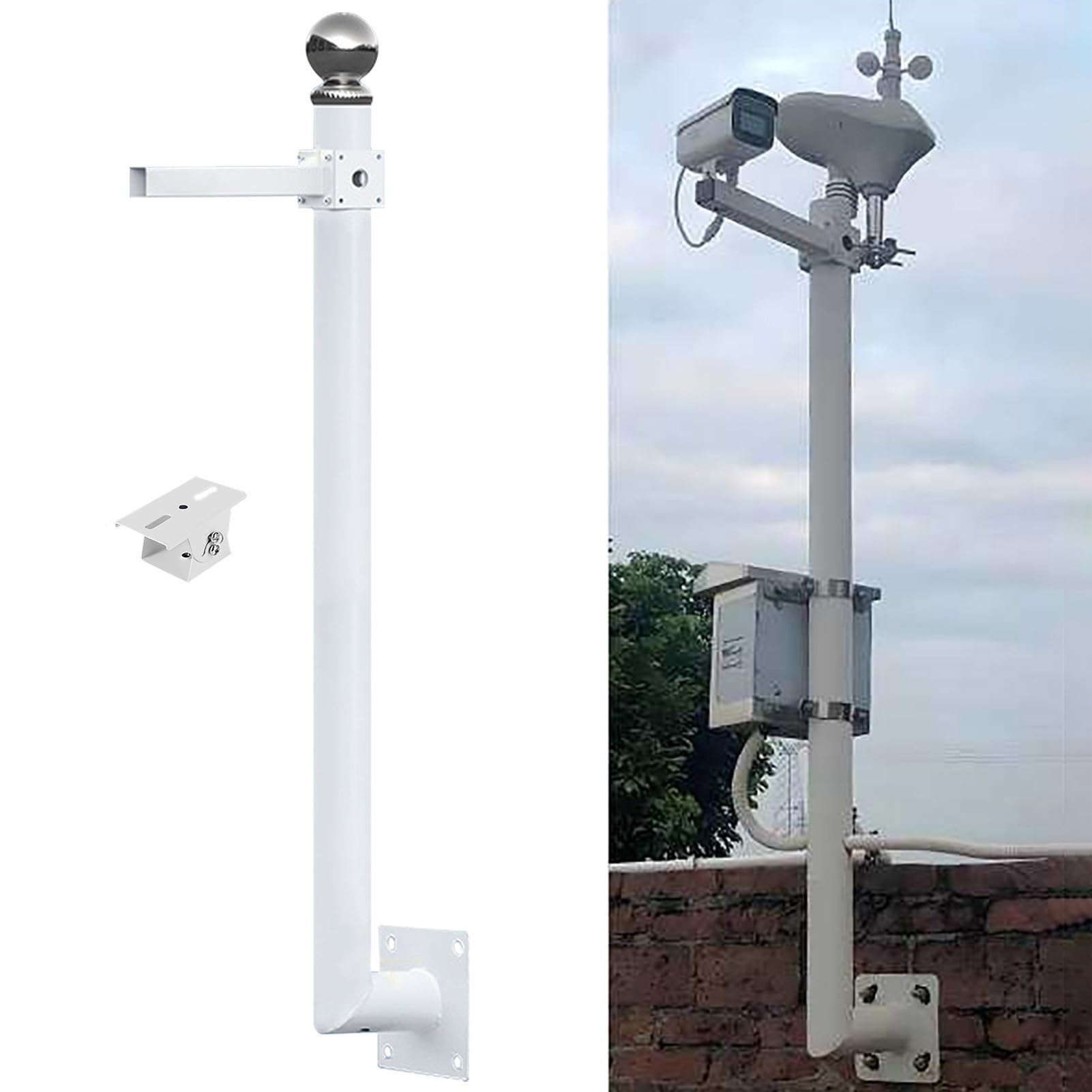 Support mural pour caméra de sécurité, poteau universel pour caméras dôme / pistolet, tige de surveillance à large vue pour abri de jardin