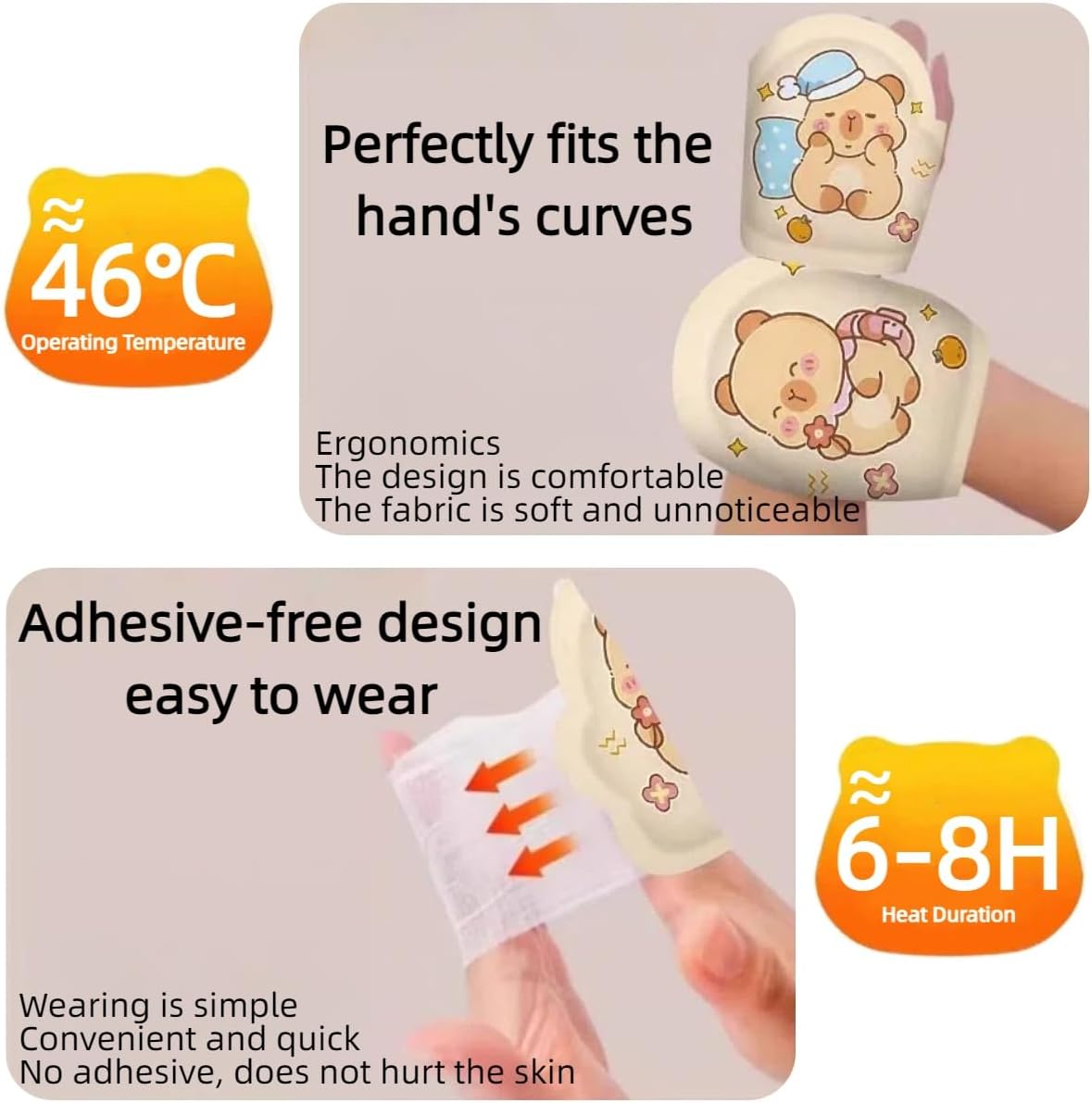 Hand Warmers Disposable, Hands-Free Glove Design for Hands and Feet, Air Activated Hot Packs Last 6-8 Hours, Natural Warmth for Outdoor, Work, Camping, Fishing,Concerts