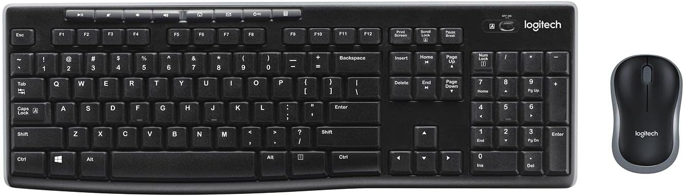 Logitech MK270 Wireless Keyboard and Mouse Combo for Windows, QWERTY Italian Layout - Black