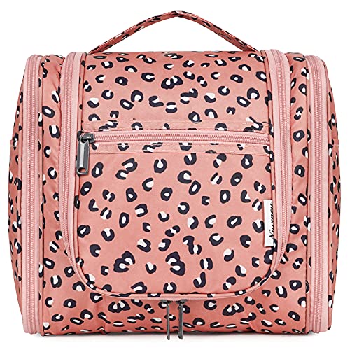 Image of Hanging Travel Toiletry Bag Cosmetic Make up Organizer for Women and Men, Orange Leopard (Large),