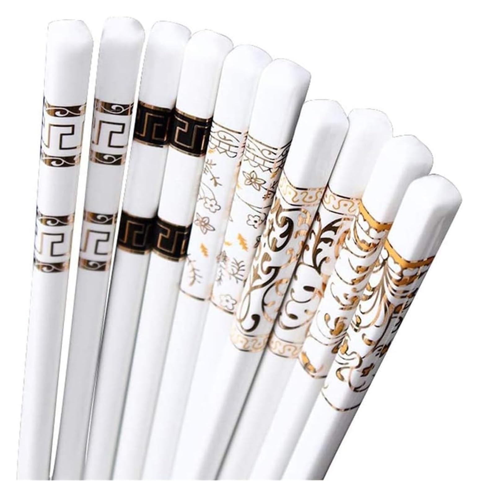 Jeu de baguettes, Cadeau de baguettes en porcelaine chinoise, 5 paires céramique réutilisables(108)