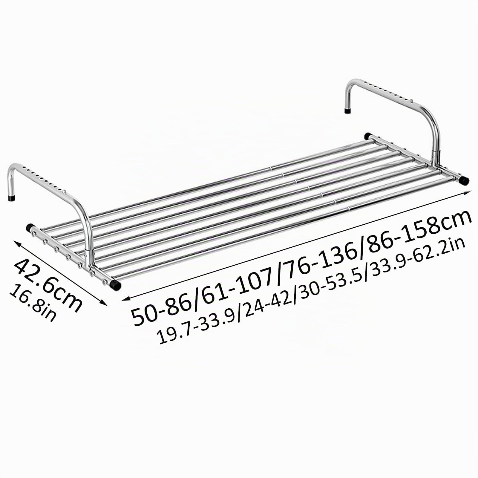 Stendibiancheria da Balcone Stendino Estensibile Facile da Piegare, Antiruggine da Parete Stoccaggio Facile Robusto, per Uso Interno Ed Esterno, Stendibiancheria da Termosifone