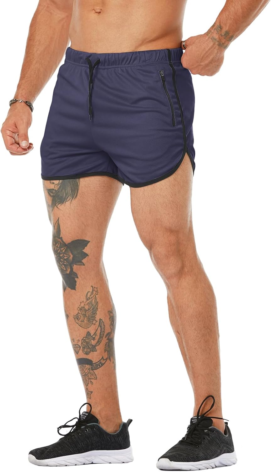 Men's Running Shorts 3" Quick Dry Lighweight Gym Workout Shorts with Zipper Pockets Athletic Jogging Shorts - Image 4