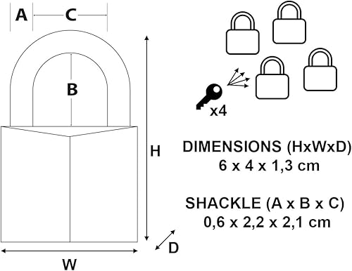 Miniatura 6 de Master Lock 140EURSIX - Candados latón 1575in 6 unidades