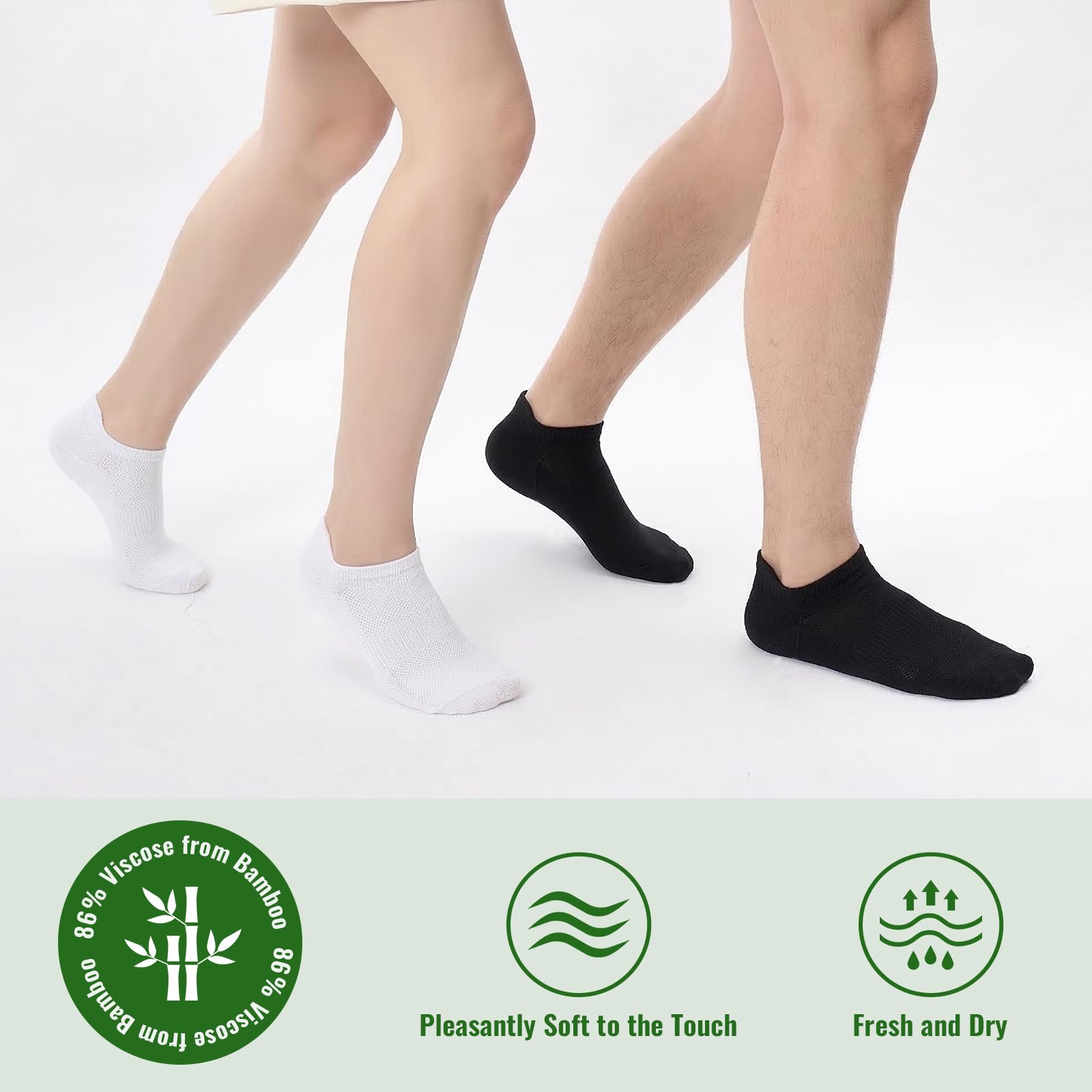 Niorasen Calcetines Invisibles Hombre y Mujer de Bambú 6 Pares, Pinkies Unisex Transpirables con Silicona Antideslizante, Calcetines Bajos para Zapatillas y Mocasines, Talla 35-50 — view 4
