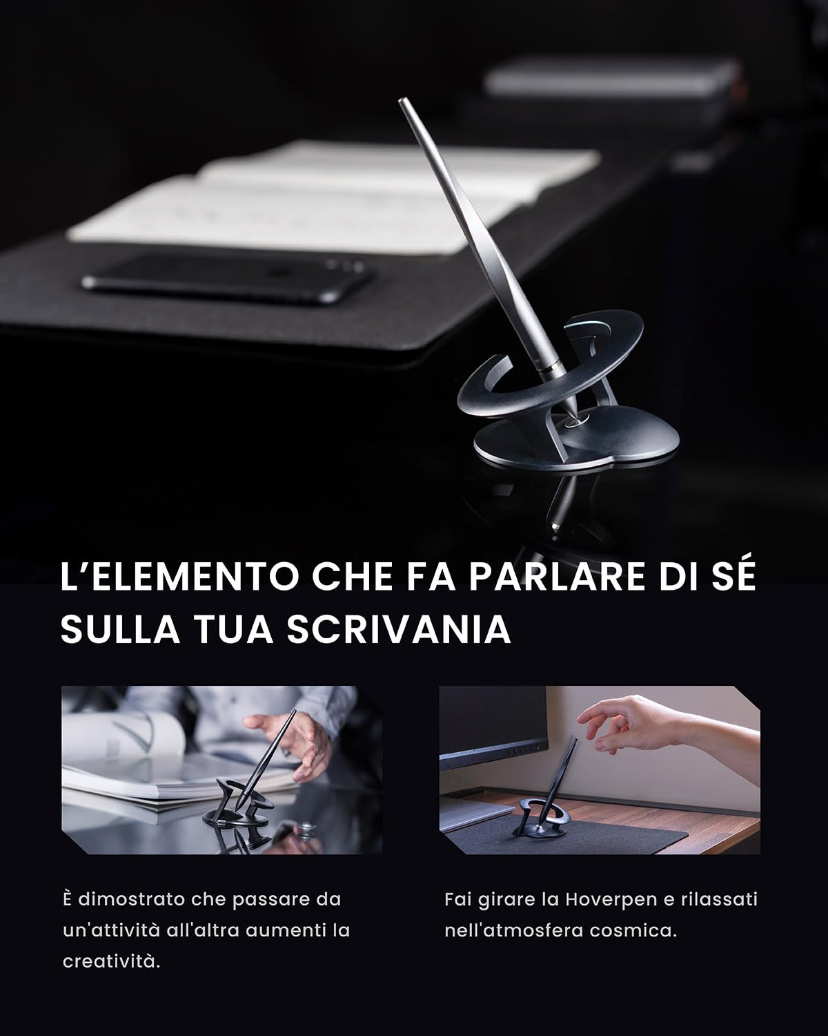 Novium Hoverpen Interstellar Penna fluttuante da scrivania levitazione magnetica Space Black