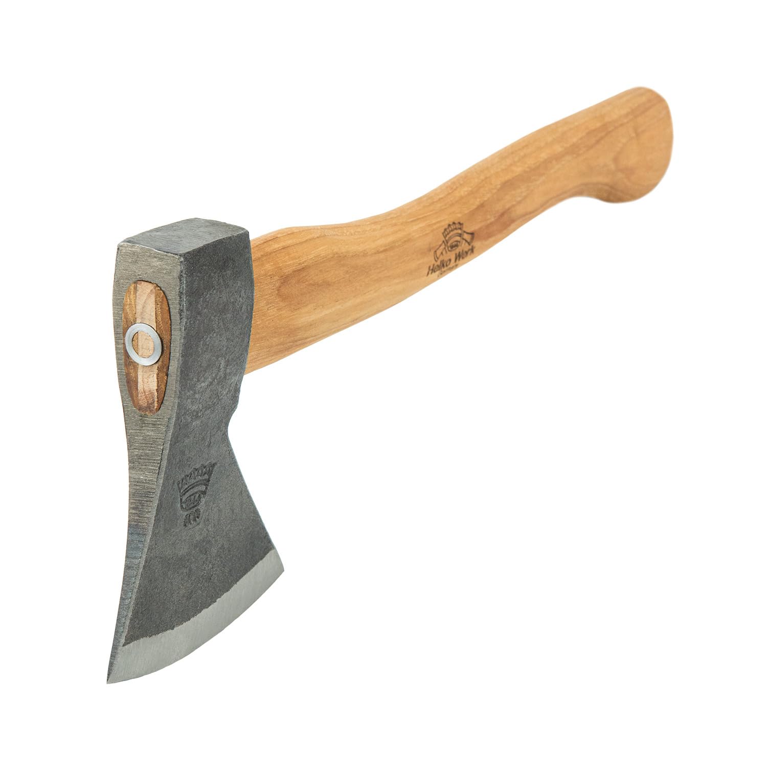 Helko Werk Rheinländer Beil 600g 36 cm C50 Stahl, Hickorystiel | geschmiedeter Beilkopf mit ballig geschliffener Schneide und Lederschutz Made in Germany