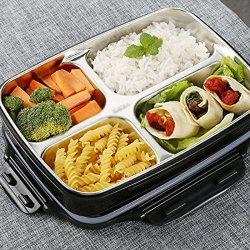 Fiambrera Bento de Acero Inoxidable 304 con Aislamiento térmico, para Estudiantes y Adultos, con Plato Separador y Compartimento.